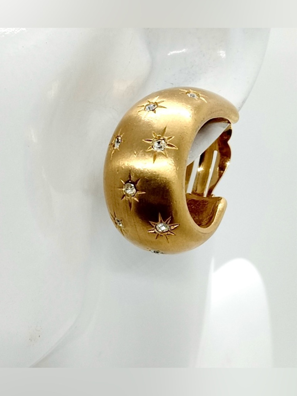 Christian Dior Boutique Signed *RARE* Vintage Gold Crystal Star Clip-On Earrings